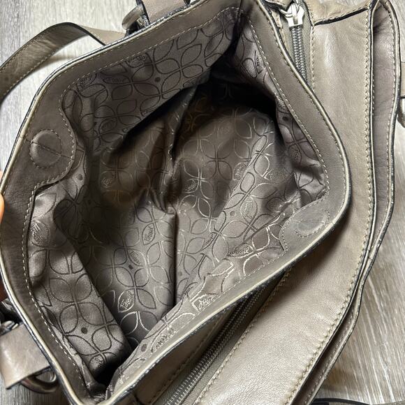 Fossil Gray Leather Satchel Shoulder Bag - Picture 6 of 9